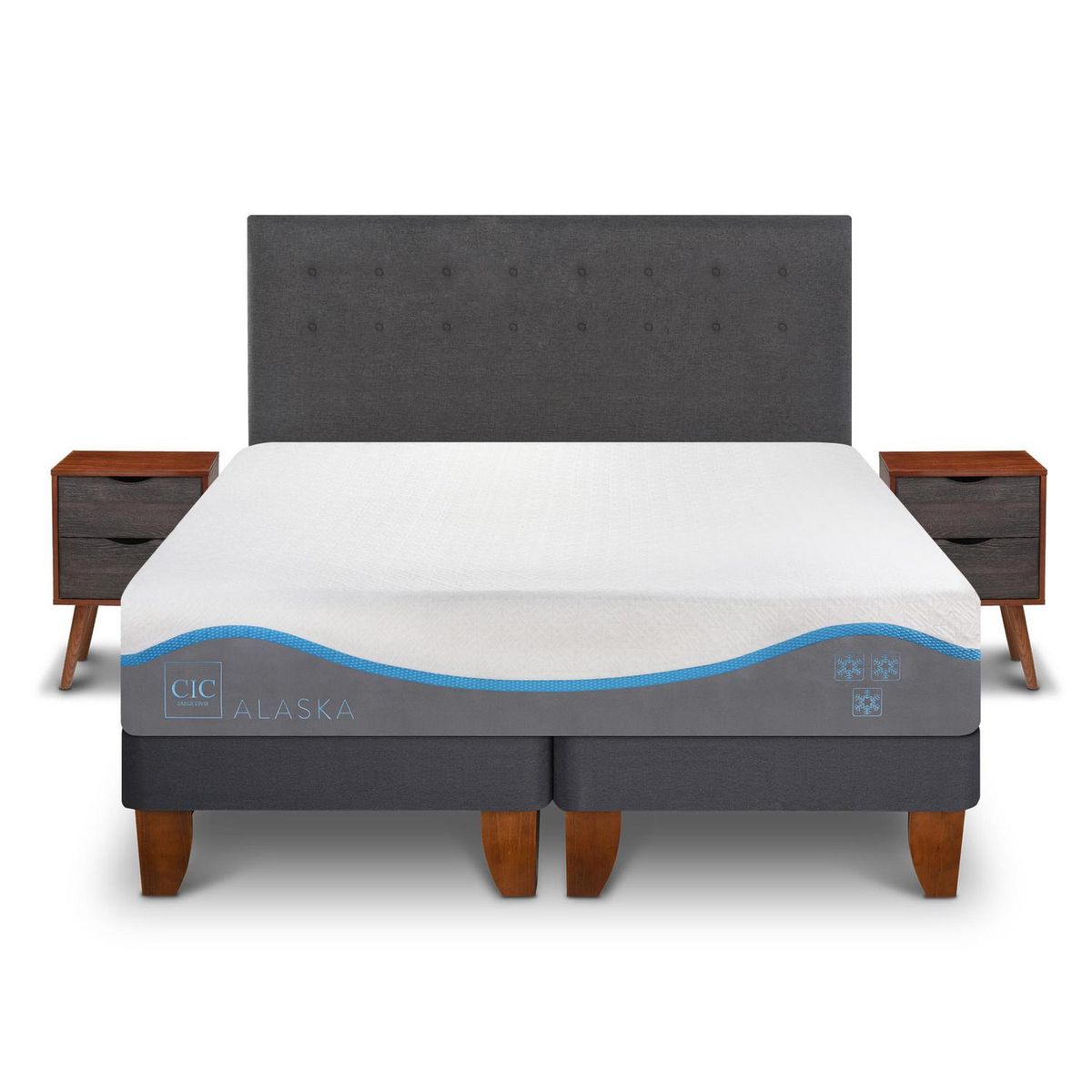 CIC - Cama europea Alaska King + Muebles