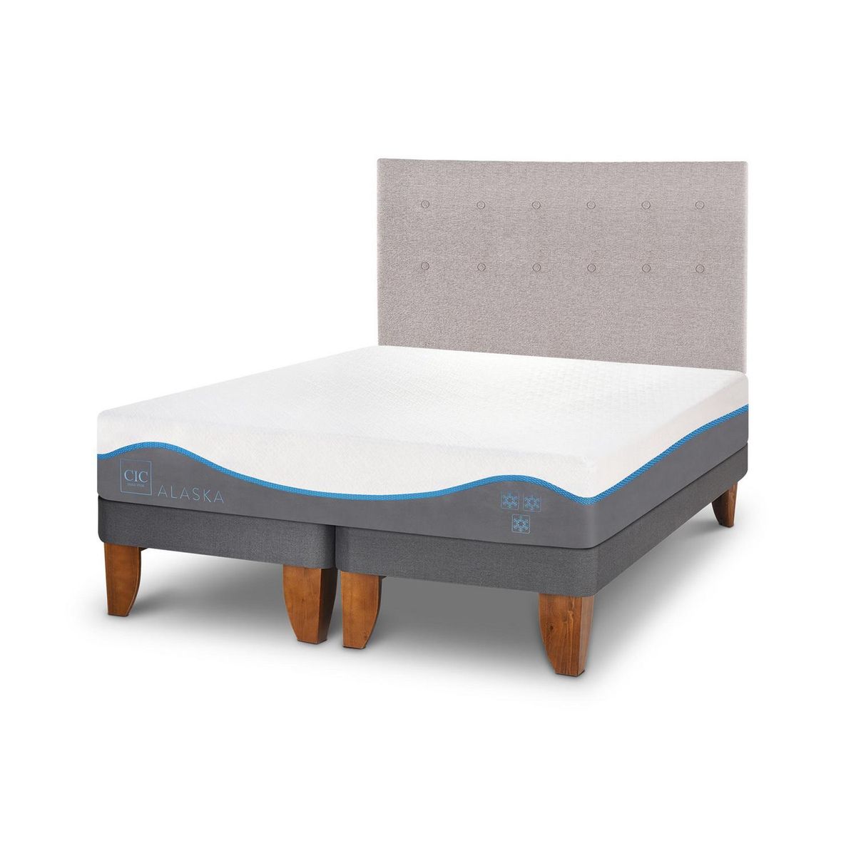 CIC - Cama Europea Alaska 2 Plazas + Muebles