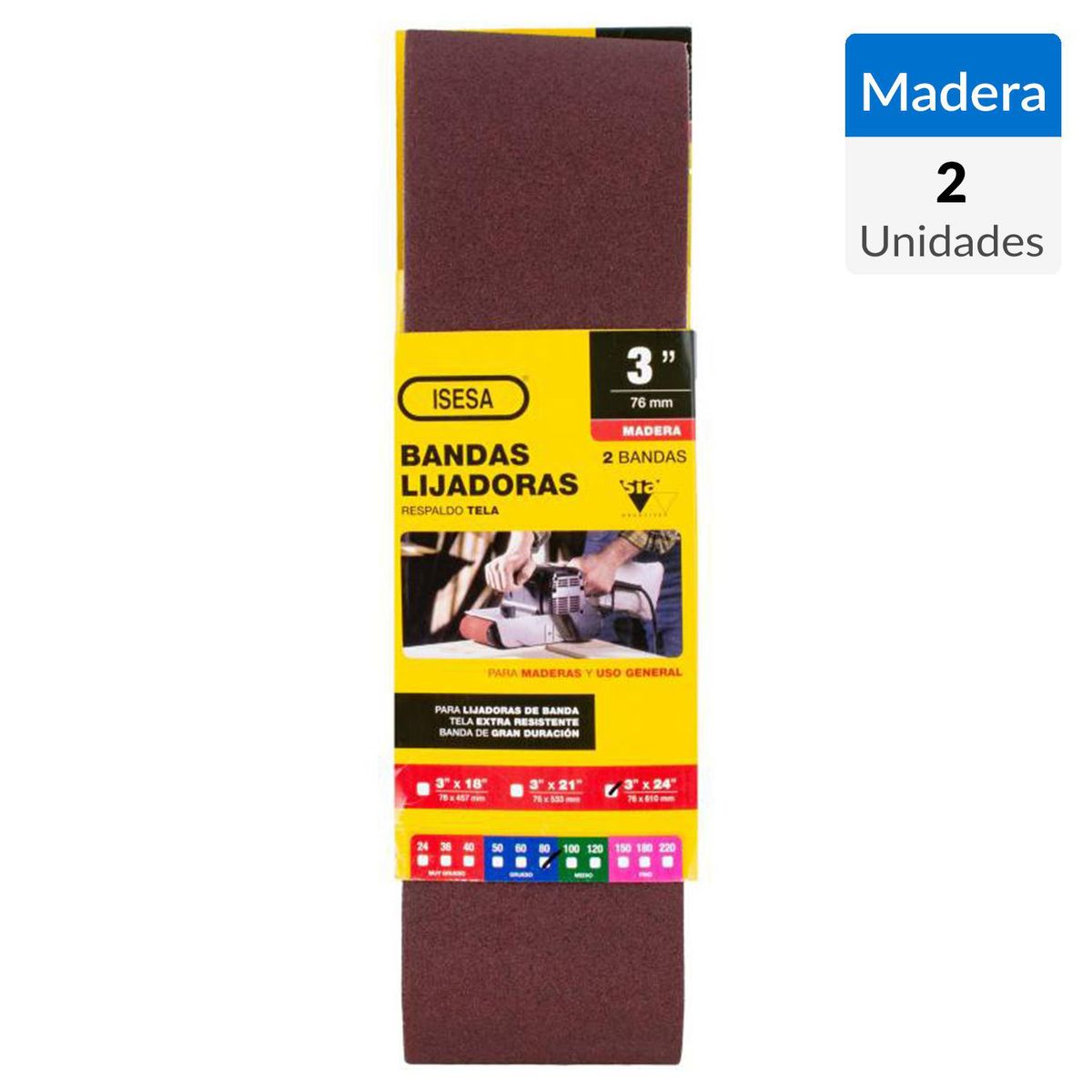 SIA - Banda de lija 3"x24" grano 80