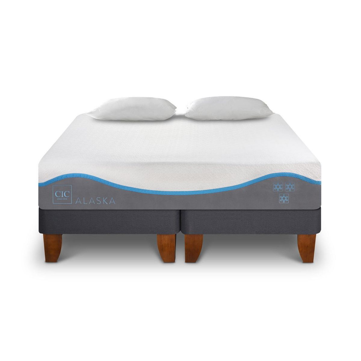 CIC - Cama 2 plazas Europea Alaska Blanco/ gris/ celeste