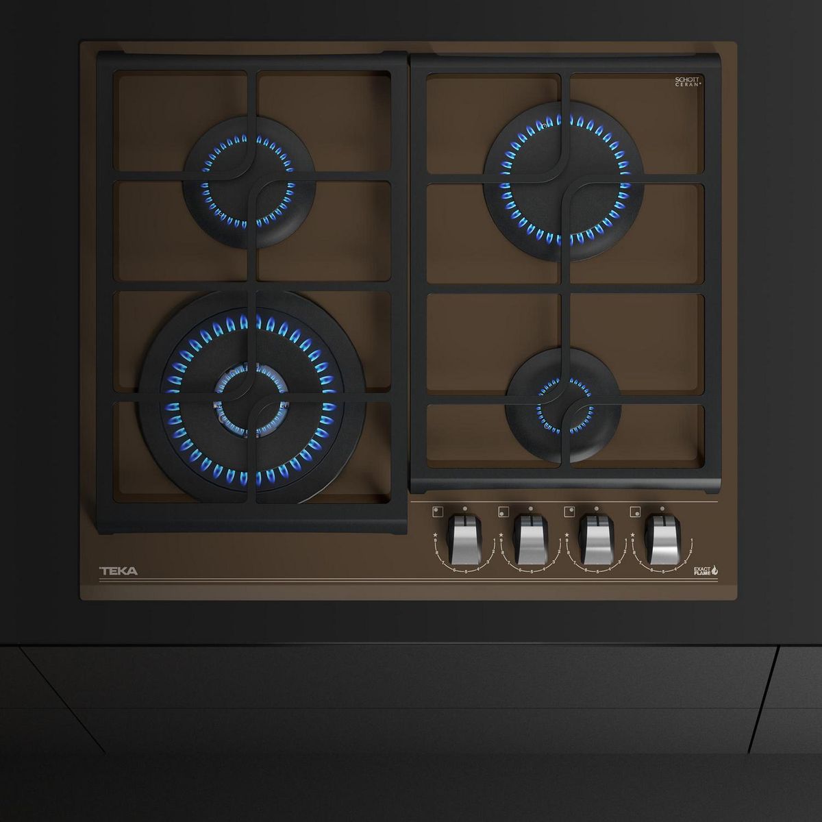 TEKA - Encimera Gas Licuado 4 Platos Café GZC 64320 XBB LB