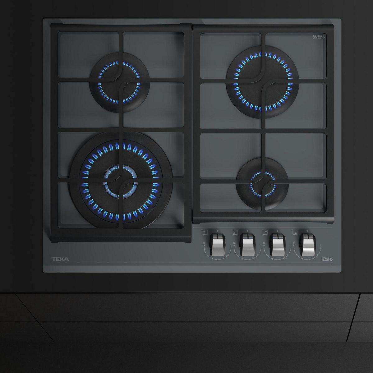 TEKA - Encimera Gas Licuado 4 Platos Gris GZC 64320 XBB