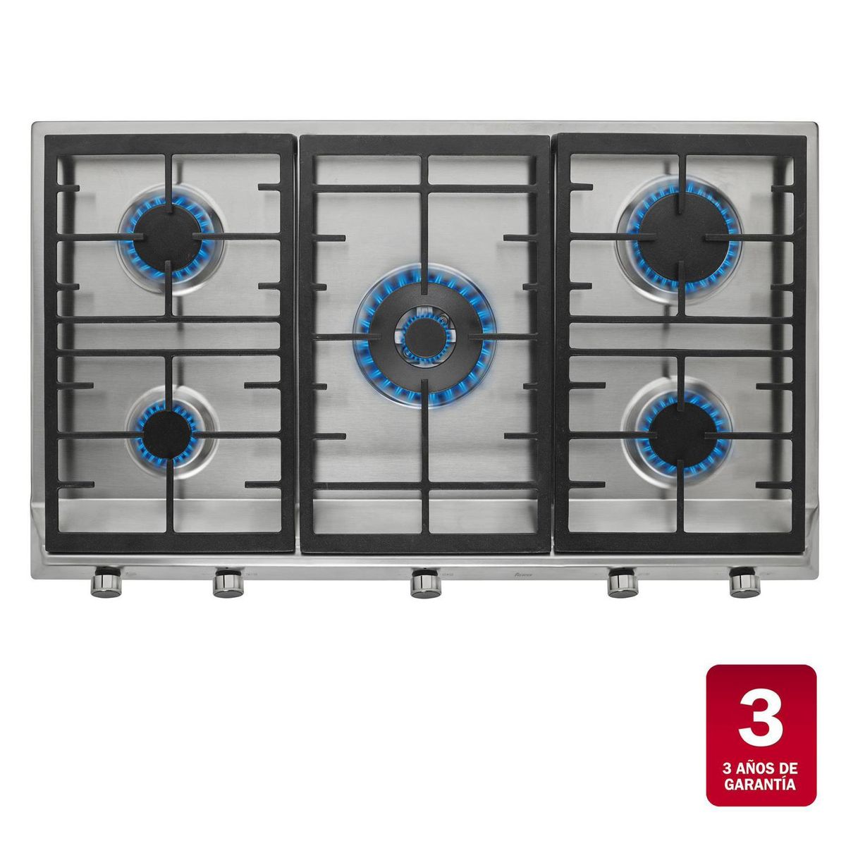 TEKA - Encimera Fierro Fundido Gas 5 Platos Plateado EX 90.1 5G AI AL DR CI