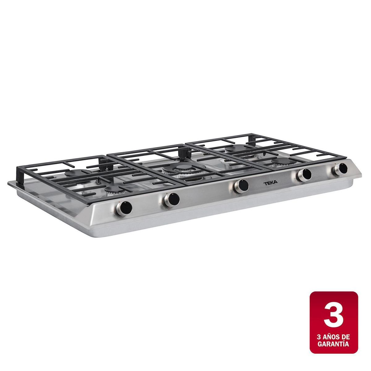 TEKA - Encimera Fierro Fundido Gas 5 Platos Plateado EX 90.1 5G AI AL DR CI