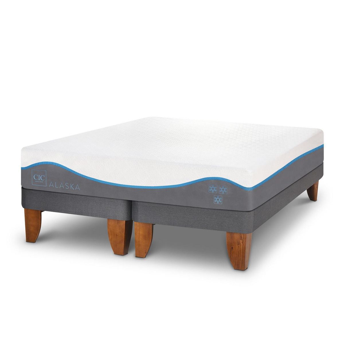CIC - Cama 2 plazas Europea Alaska Blanco/ gris/ celeste