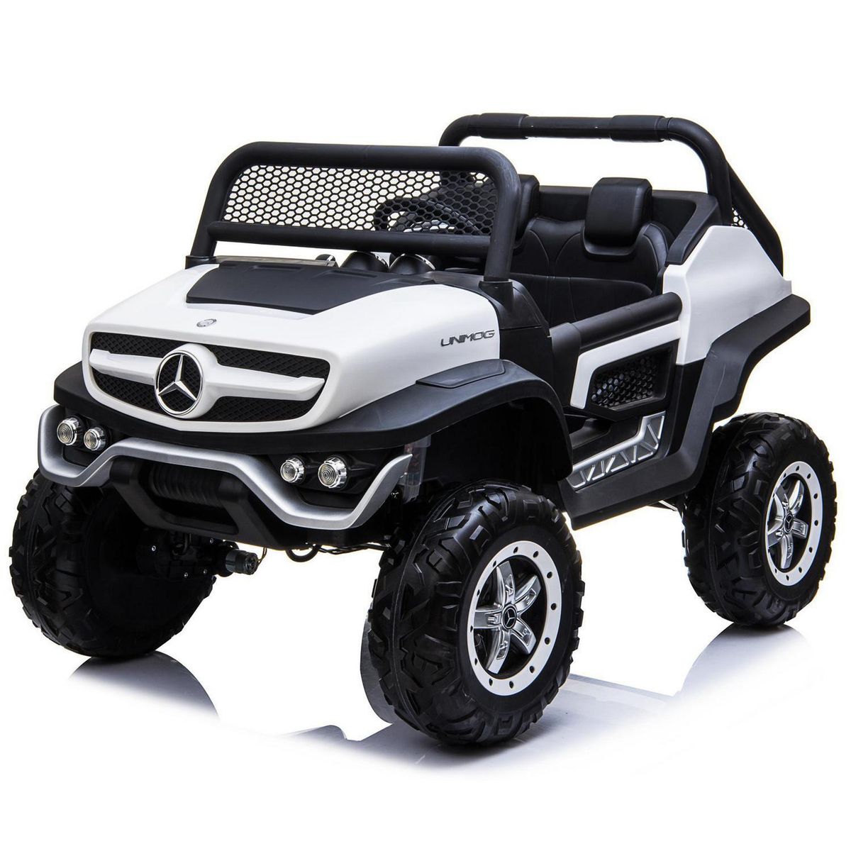 KIDSCOOL - Buggy Unimog blanco 4 motores licencia Mercedes Benz