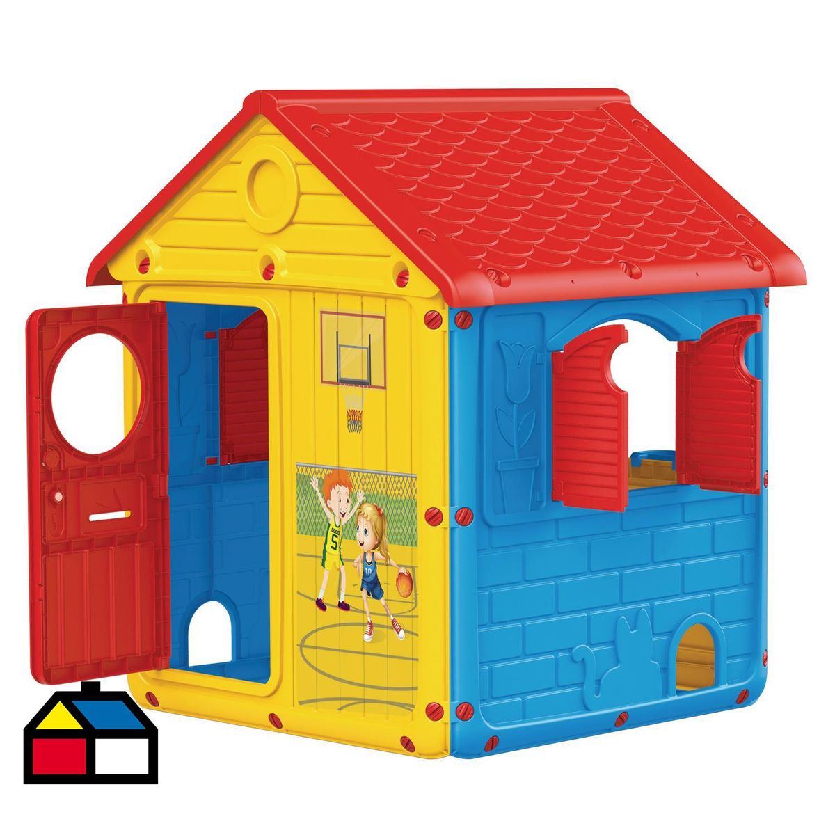 KIDSCOOL - Casa de Juego City 110x104x122.5 cm Azul, amarillo y rojo
