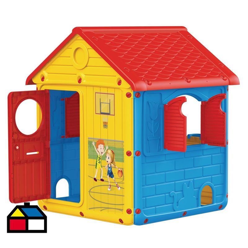 KIDSCOOL - Casa de juegos City 110x104x122.5 cm Azul, amarillo y rojo