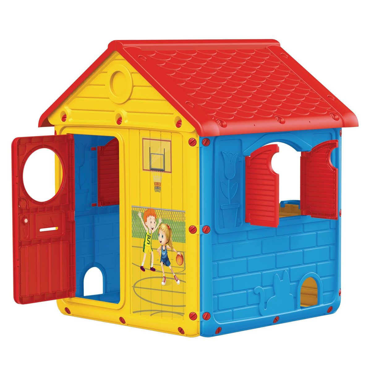 KIDSCOOL - Casa de Juego City 110x104x122.5 cm Azul, amarillo y rojo