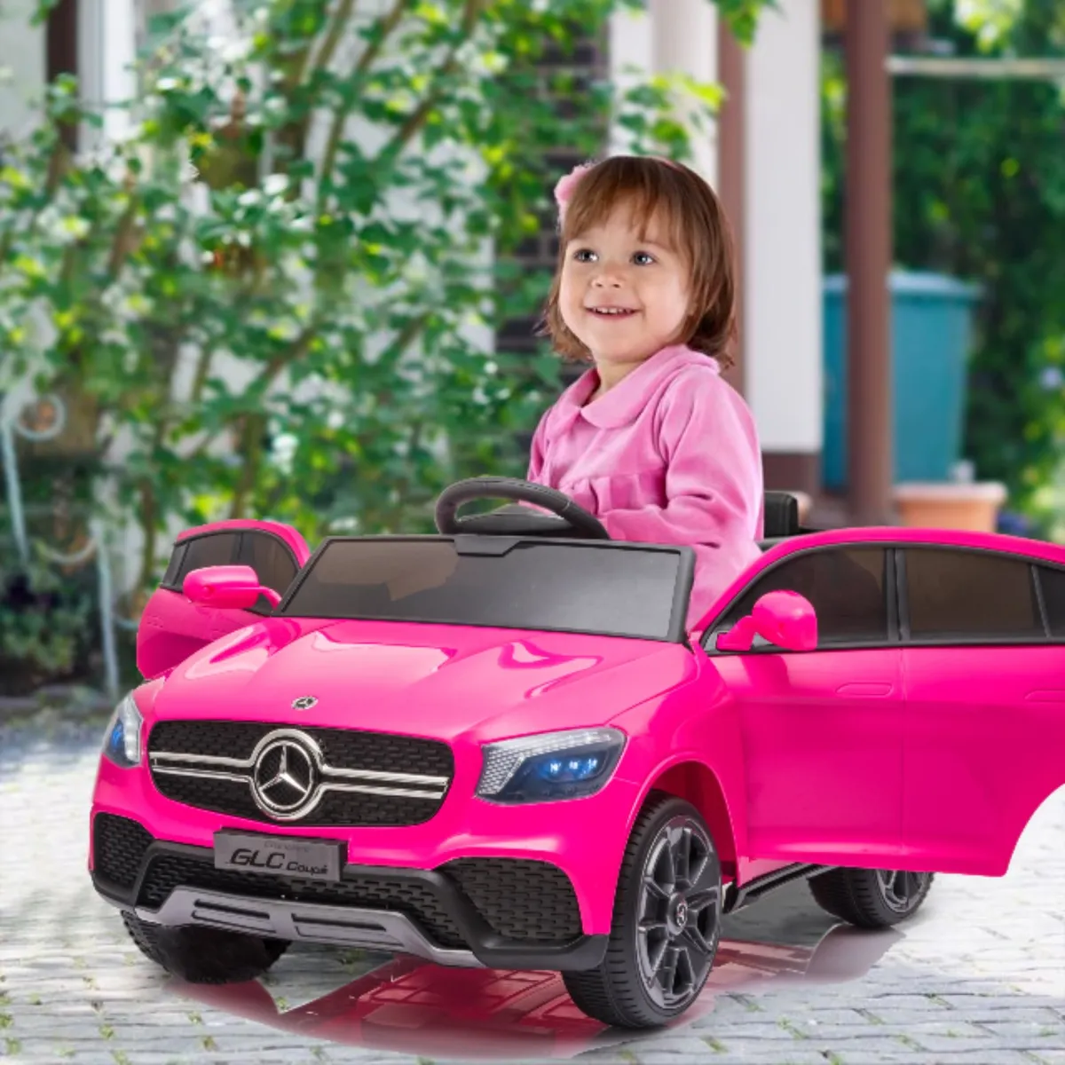 KIDSCOOL - Auto rosado GLC coupe batería 12V licencia Mercedes Benz