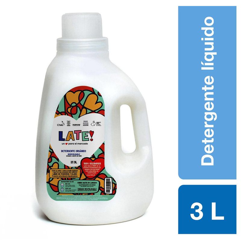 LATE - Detergente orgánico 3 litros con aroma a coco