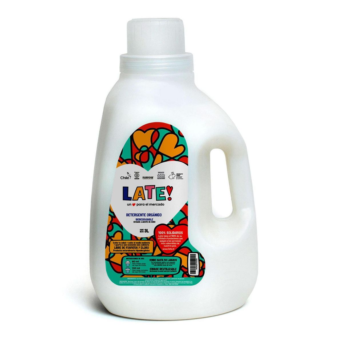 LATE HARVEST - Detergente Orgánico Late Coco 3 Litros Biodegradable Bidón