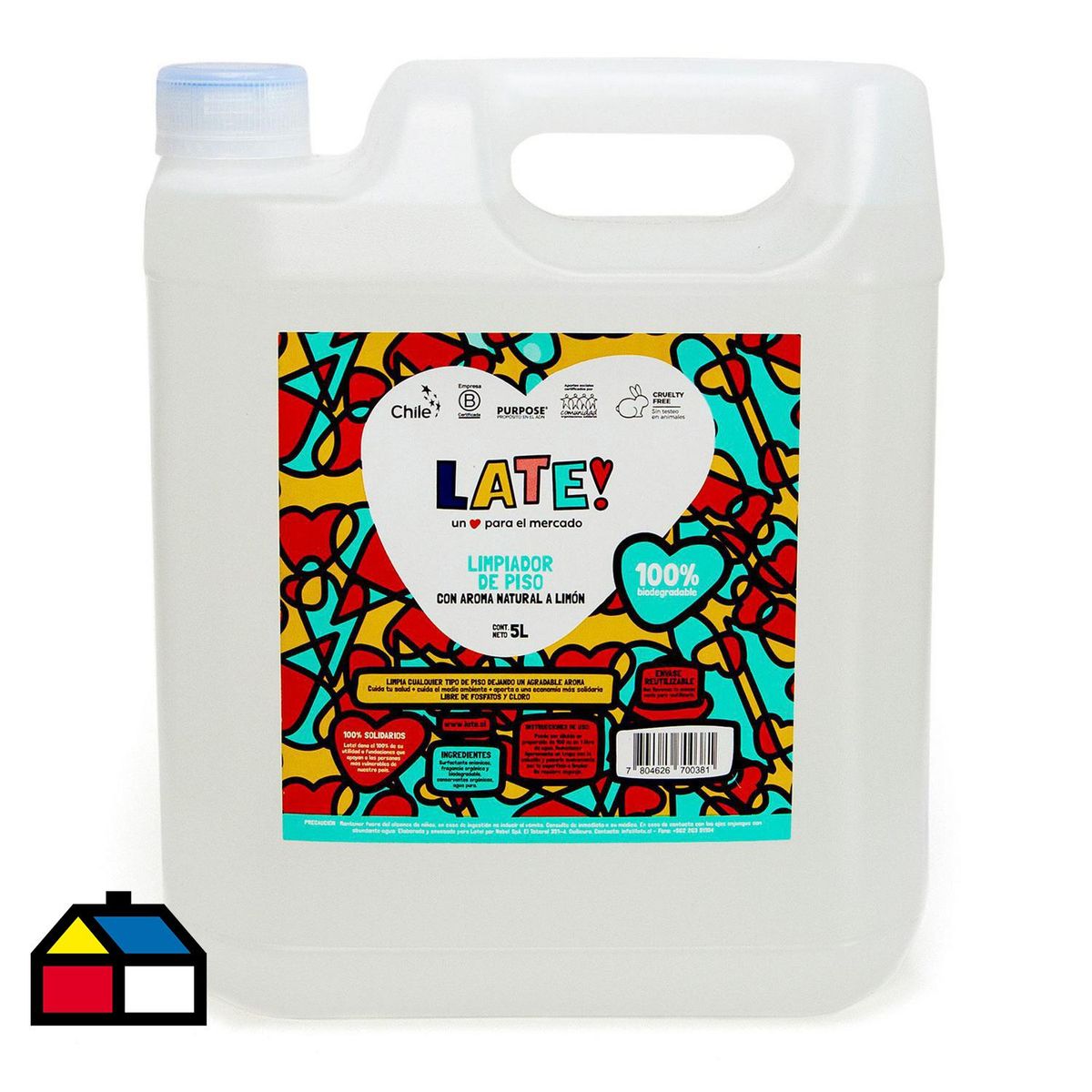 LATE HARVEST - Limpiador de Pisos Late Biodegradable 5 Litros Aroma Limón Multiuso