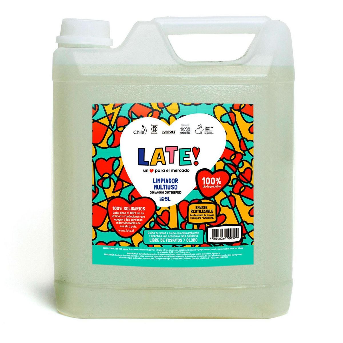 LATE HARVEST - Limpiador Multiuso Biodegradable Late Lavanda 5 Litros Desinfectante