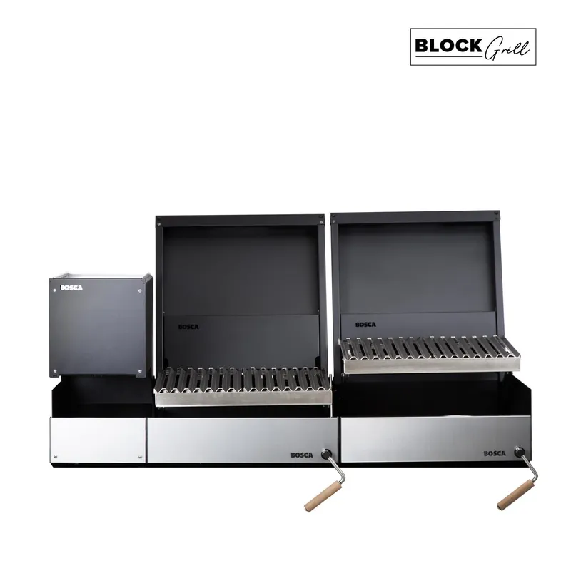 BOSCA - Pack Parrilla Block 500/Block 750/Leñero Acero Inoxidable