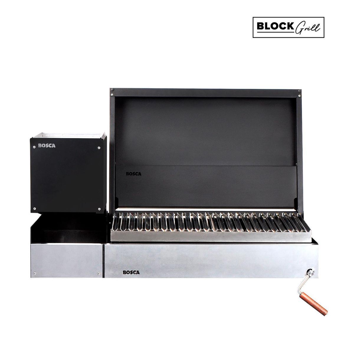 BOSCA - Pack Parrilla Block 750/Leñero Acero