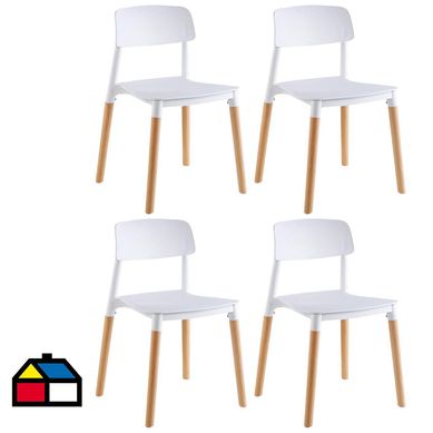 Pack x4 Sillas de Comedor Nordica Blanca Milan