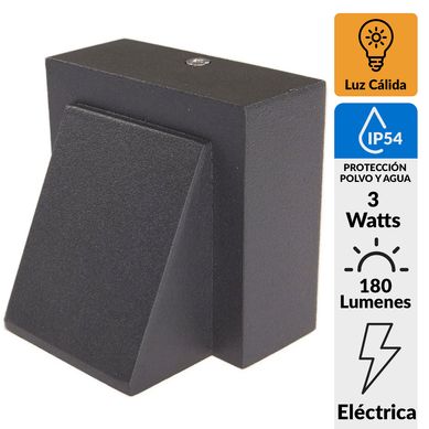 Apliqu LED Decorativo Exterior Pared 3W Negro