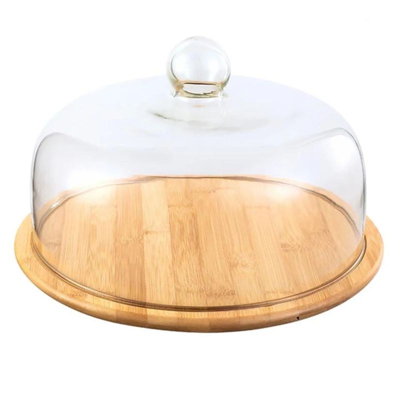 IMPORTADORA USA - Tortero Madera Redonda 30x30 cm Transparente y café