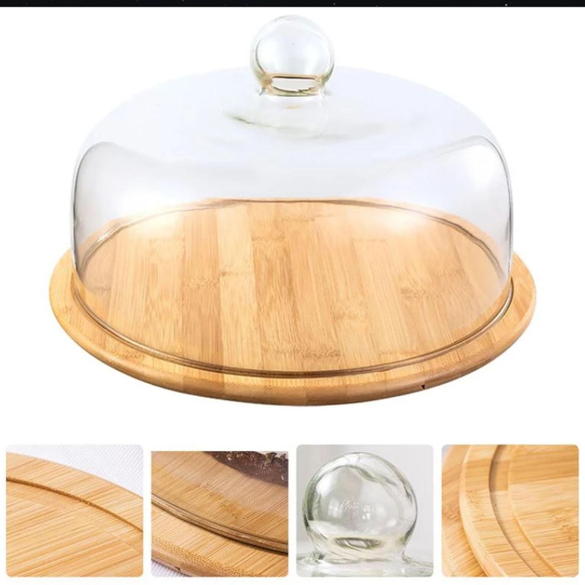 IMPORTADORA USA - Tortero Madera Redonda 30x30 cm Transparente y café