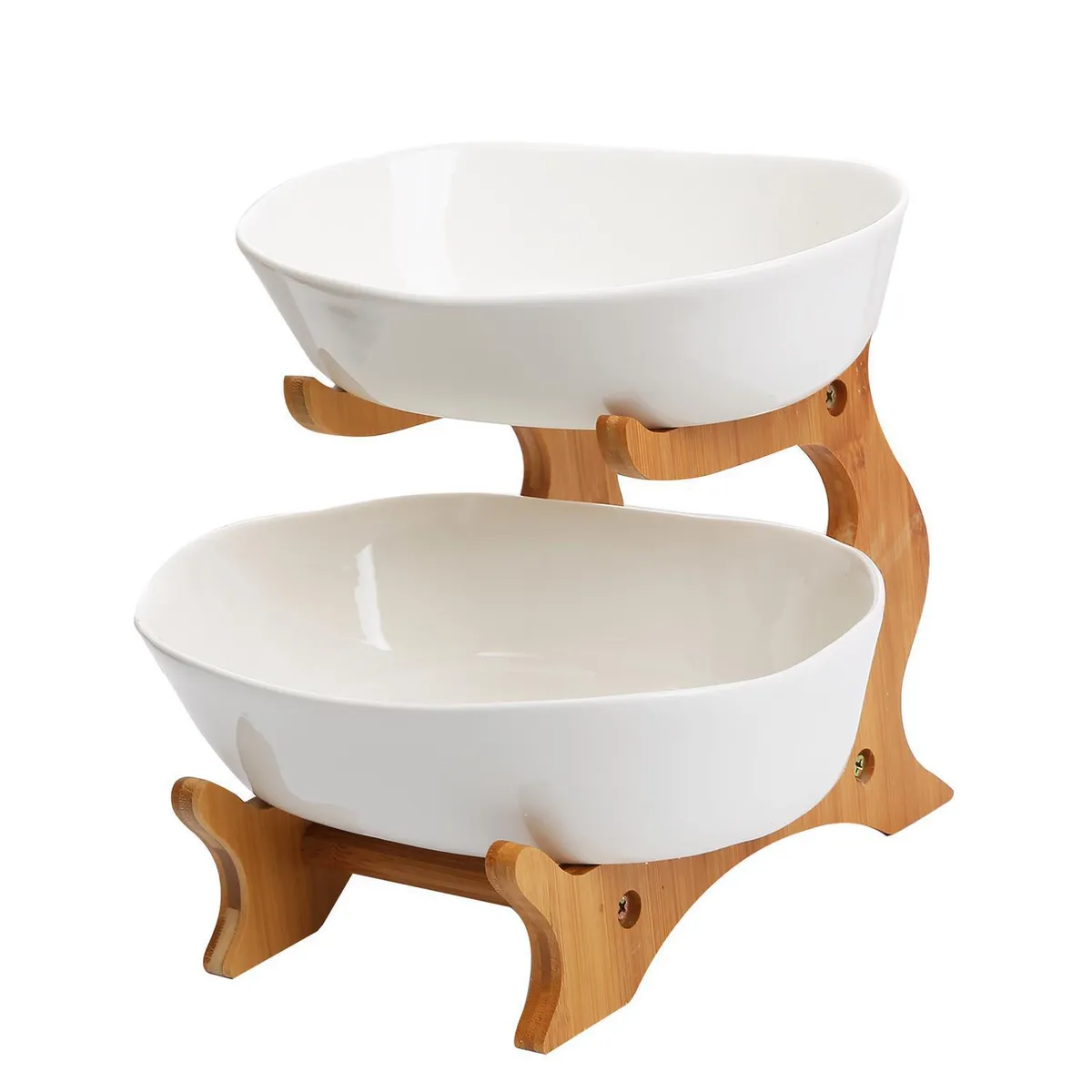 IMPORTADORA USA - Frutera Madera Redonda 22x15 cm Blanco