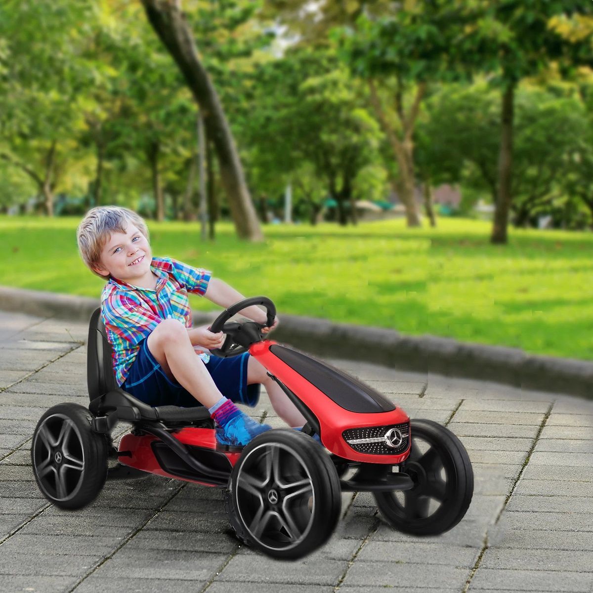 KIDSCOOL - Go kart Licencia Mercedes Benz Rojo Desde 3 meses