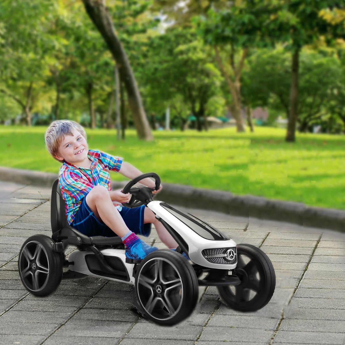 KIDSCOOL - Go kart Licencia Mercedes Benz Blanco Desde 3 meses