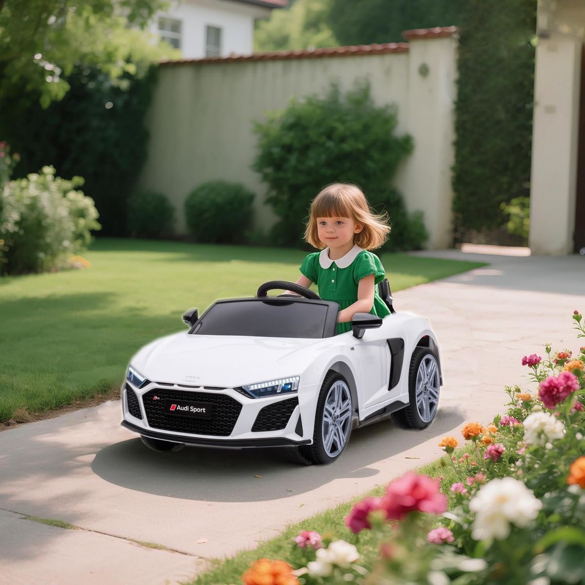 KIDSCOOL - Auto Spyder blanco R8 A300 bateria 12V