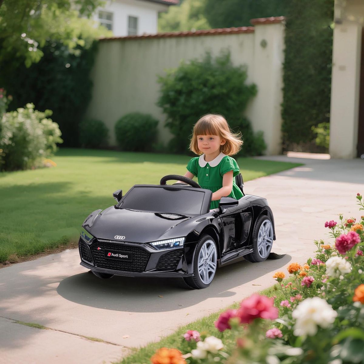 KIDSCOOL - Auto Spyder negro R8 A300 bateria 12V