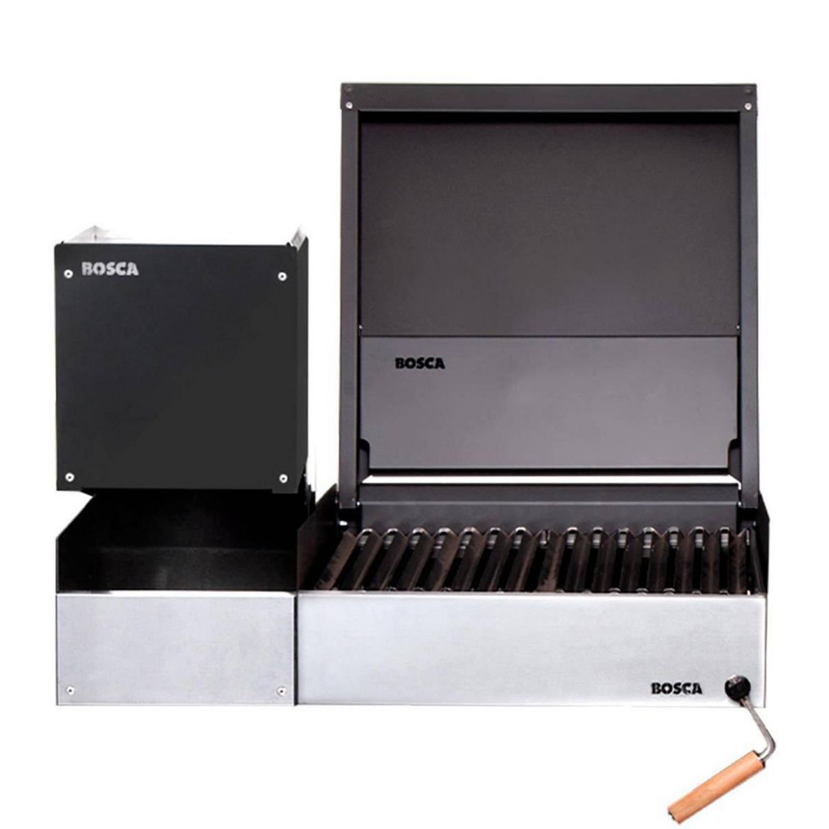 BOSCA - Pack Parrilla Block 500/Leñero Acero Inoxidable