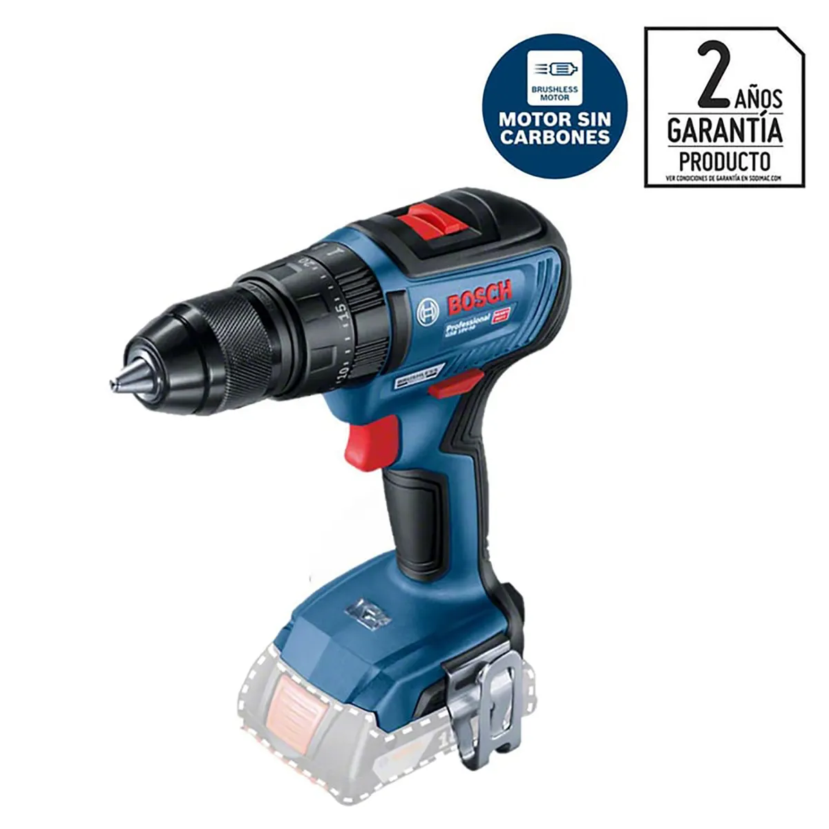 BOSCH - Taladro Inalámbrico Percutor 13 mm 18 V Brushless sin Batería