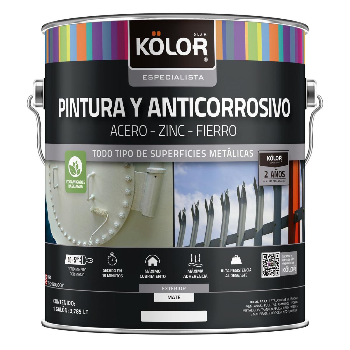 KOLOR - Pintura y Anticorrosivo Base Agua Lata 1 galón(es) Mate Gris