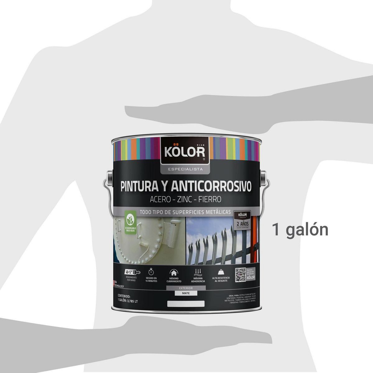 KOLOR - Pintura y Anticorrosivo Base Agua Lata 1 galón(es) Mate Gris