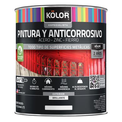 Pintura y anticorrosivo base agua brillante gris perla 1/4GL