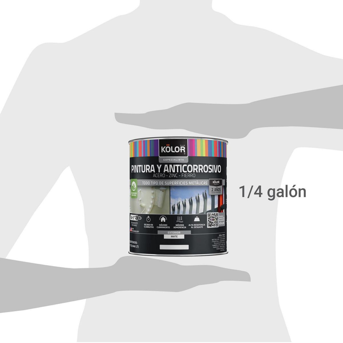 KOLOR - Pintura y Anticorrosivo Base Agua Tarro 0.25 galón(es) Mate Verde