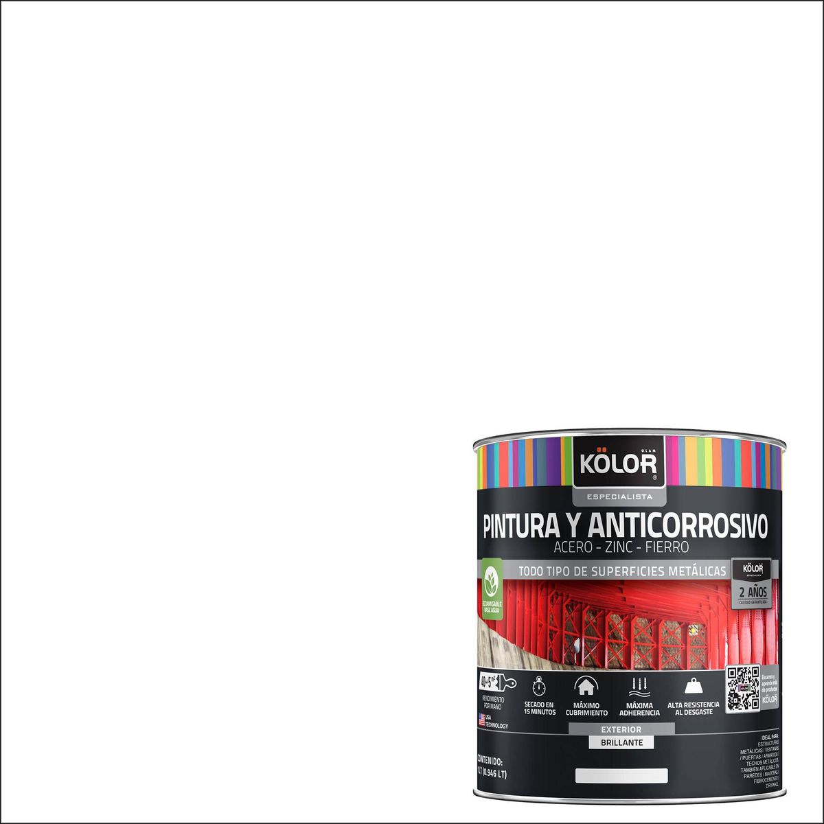 KOLOR - Pintura y Anticorrosivo Base Agua Tarro 0.25 galón(es) Brillante Blanco