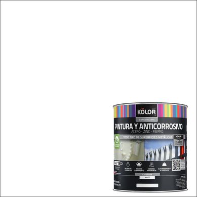Pintura y anticorrosivo base agua mate blanco 1/4GL
