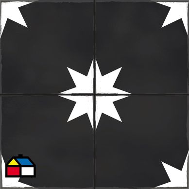 Baldosas autoadhesivas 33x33 estrella negra para piso y muro 6 unid