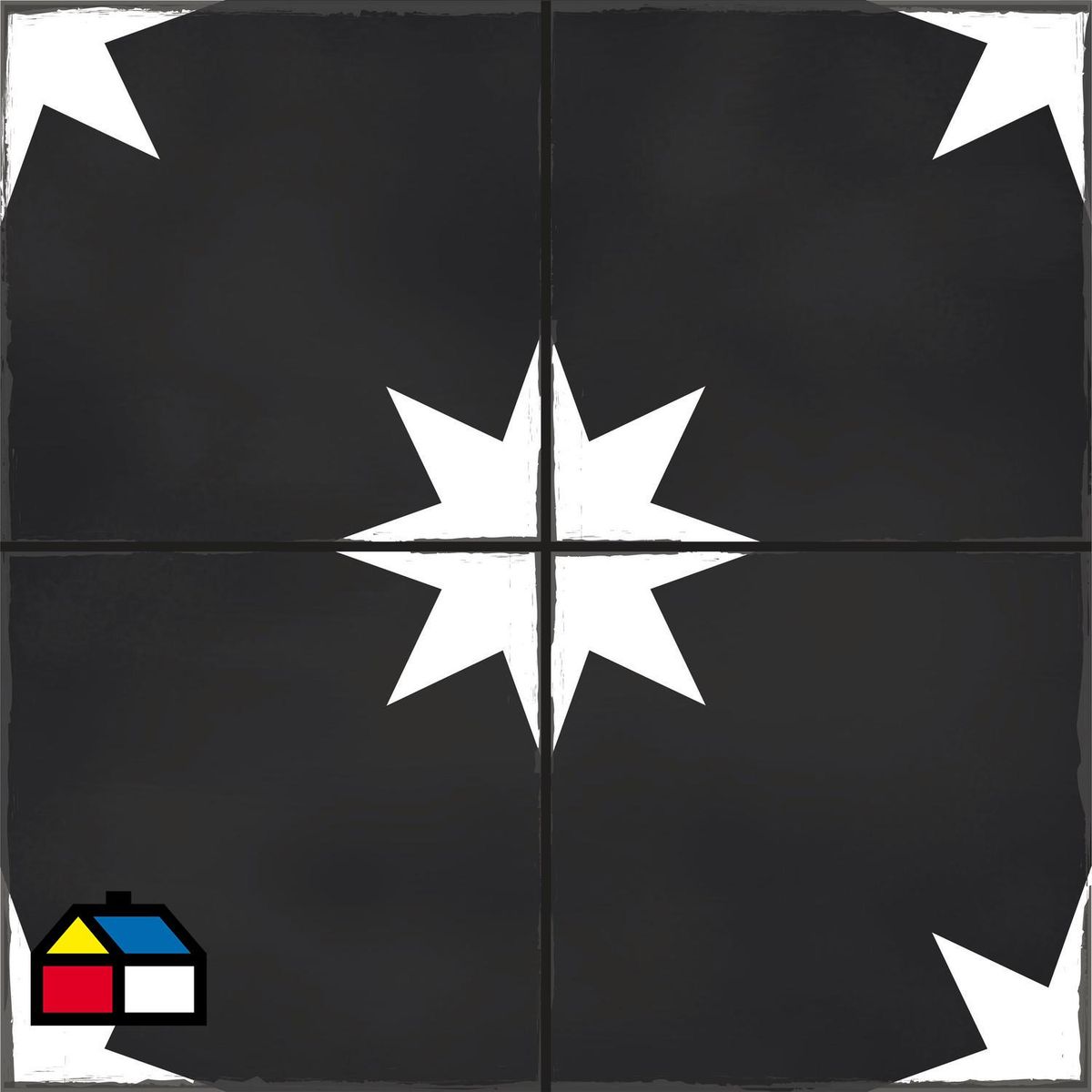 VALDECO - Baldosas autoadhesivas 33x33 estrella negra para piso y muro 6 unid