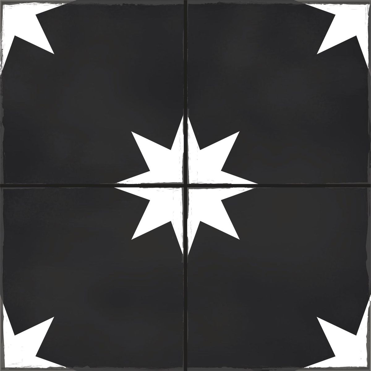 VALDECO - Baldosas autoadhesivas 33x33 estrella negra para piso y muro 6 unid