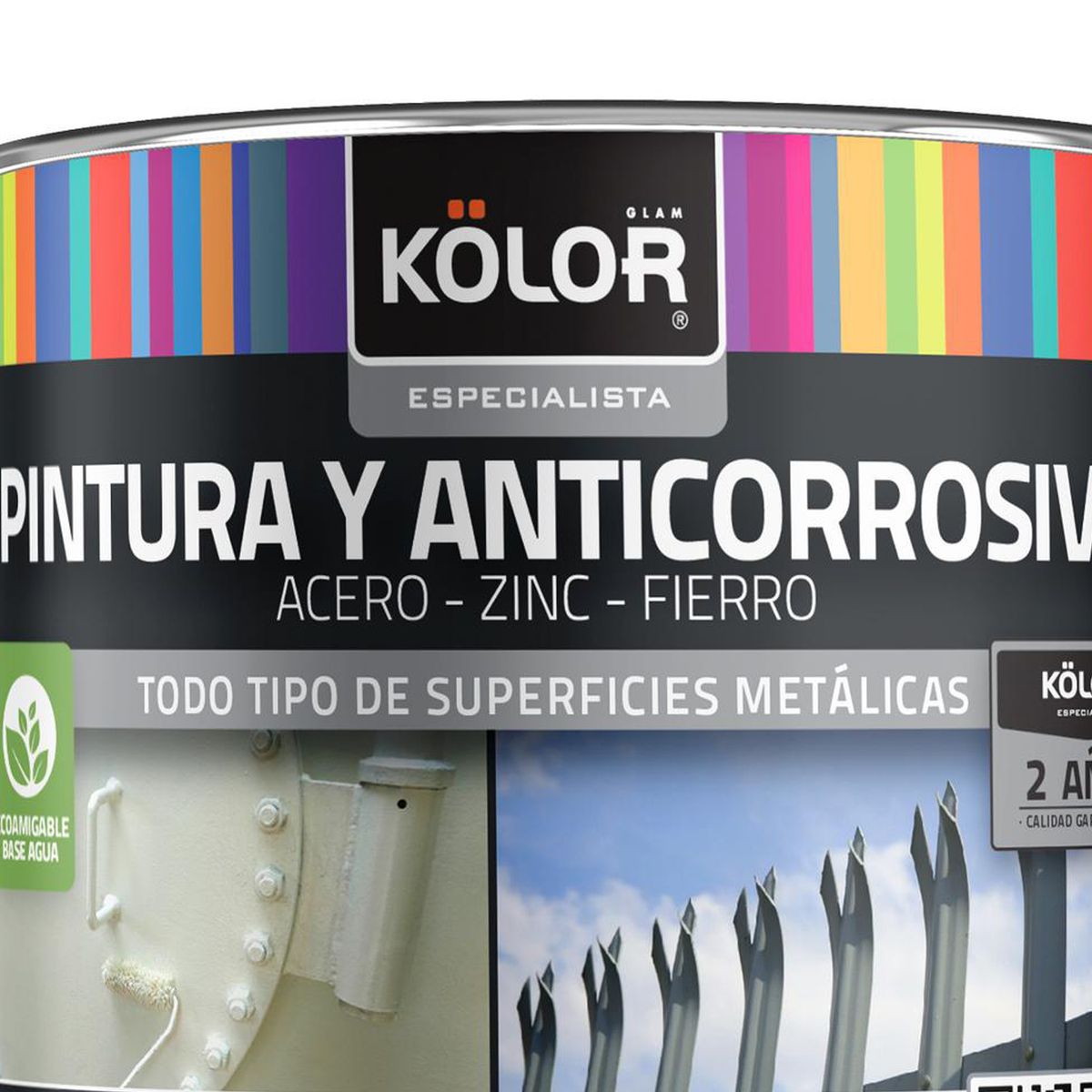 KOLOR - Pintura y anticorrosivo base agua mate negro 1/4GL