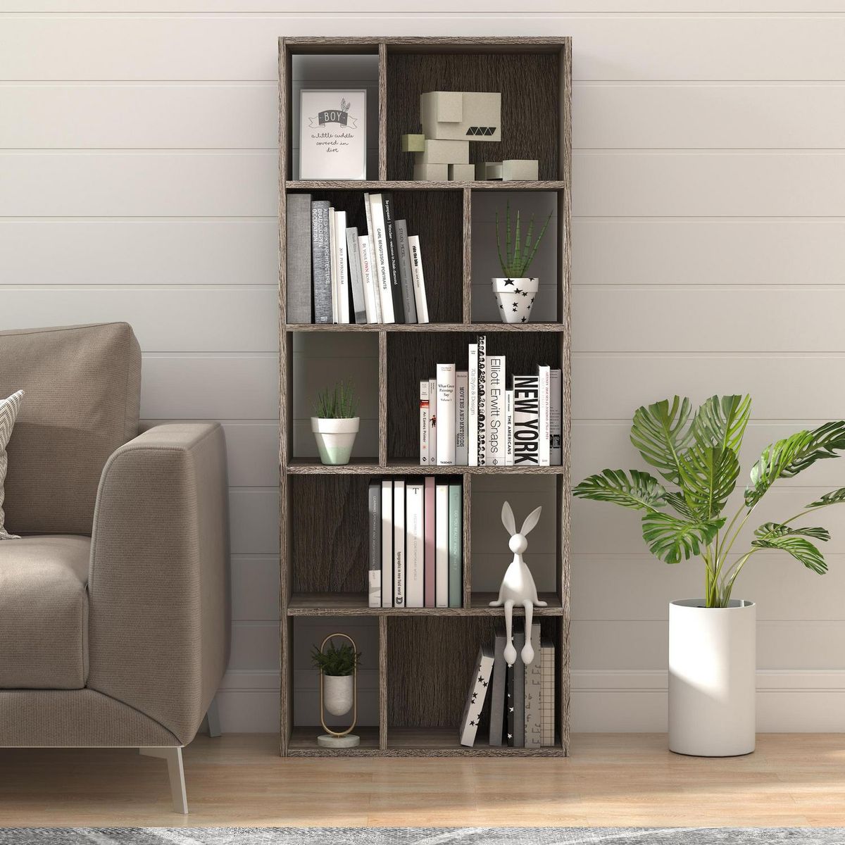 VEKKAHOME - Estante Kane Aglomerado 4 Nivel(es) 30.2x149x60.2 cm Café