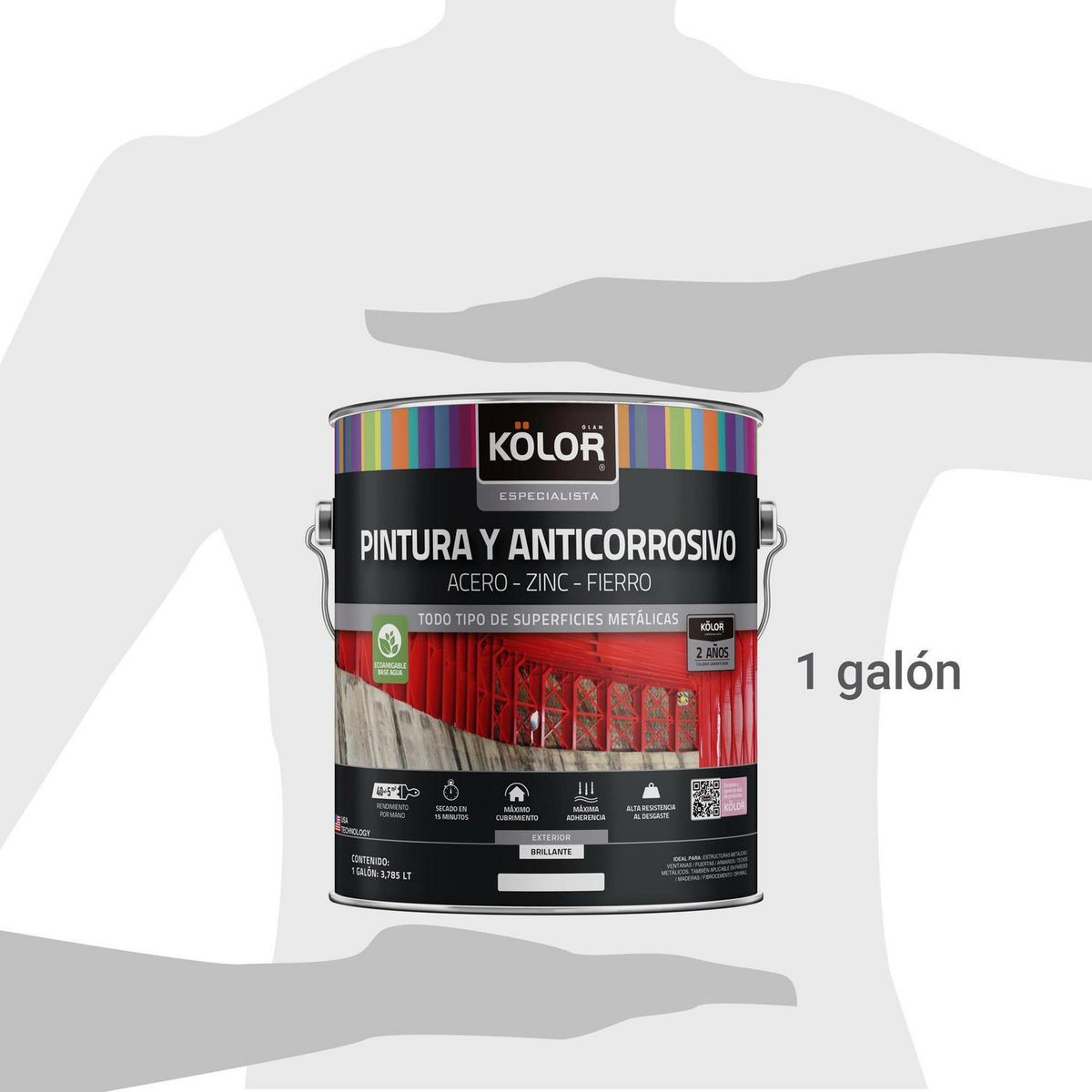 KOLOR - Pintura y Anticorrosivo Base Agua Lata 1 galón(es) Brillante Verde