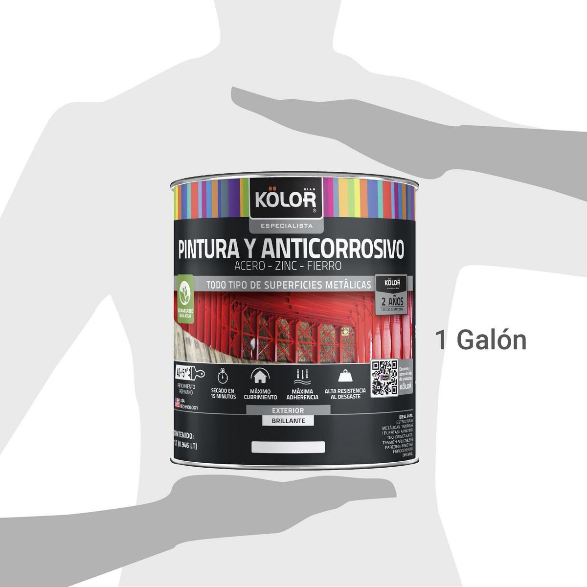 KOLOR - Pintura y Anticorrosivo Base Agua Lata 1 galón(es) Brillante Gris