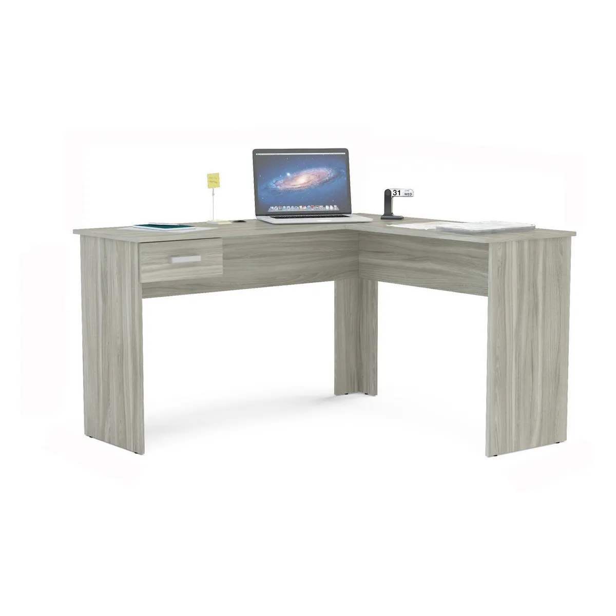 VEKKAHOME - Escritorio en L Esquinero Pecan Nórdico Artico 119x75.5x135 cm