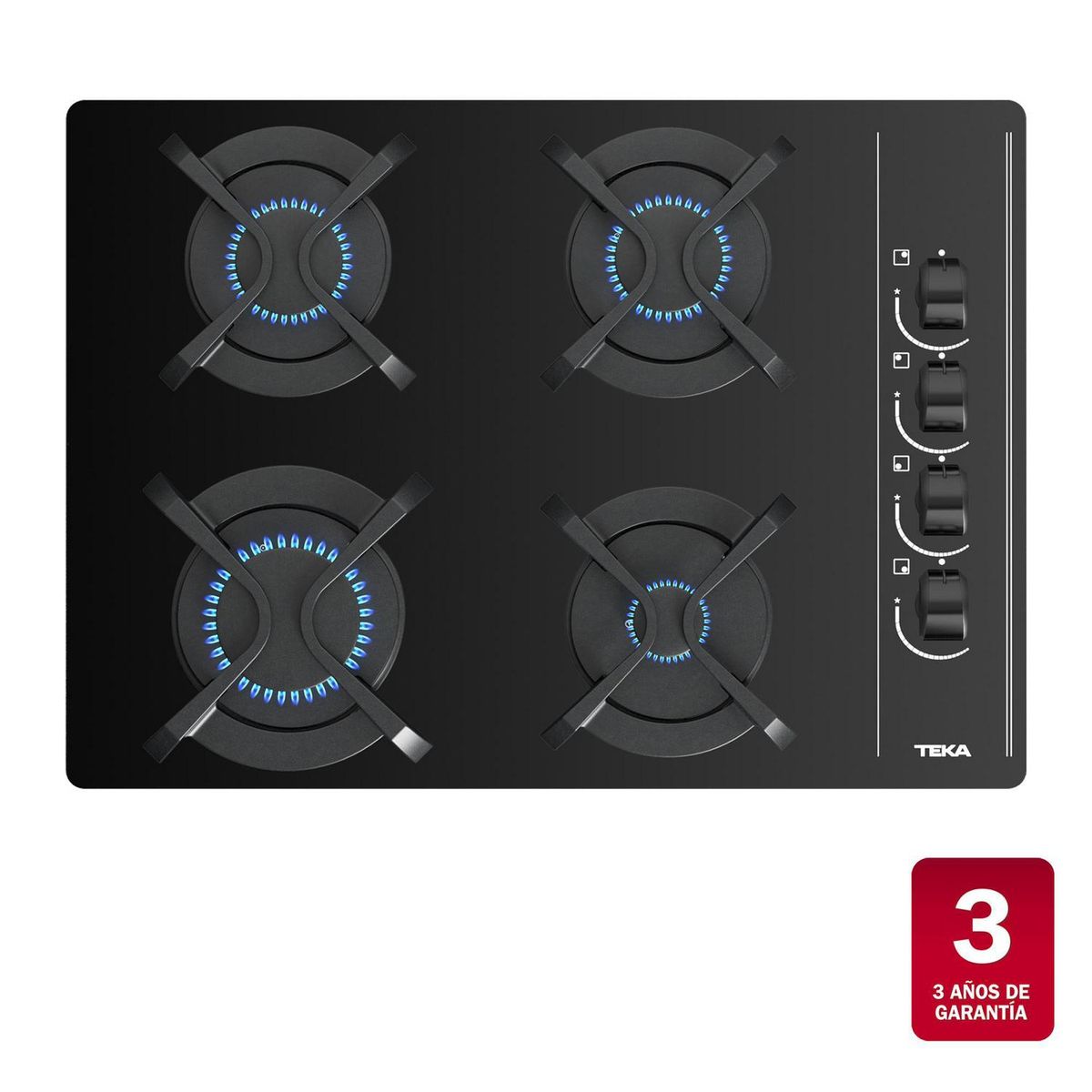TEKA - Encimera Gas 4 Platos Negro GBC 64003 KBB