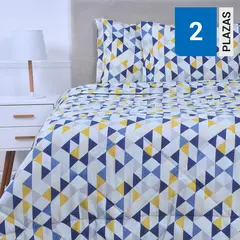 MASHINI - Plumón microfibra estampado 2 plazas triángulos