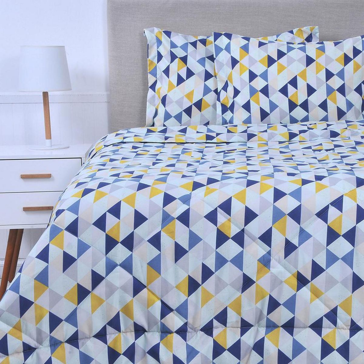 MASHINI - Plumón 2 plazas Triangulos Multicolor 