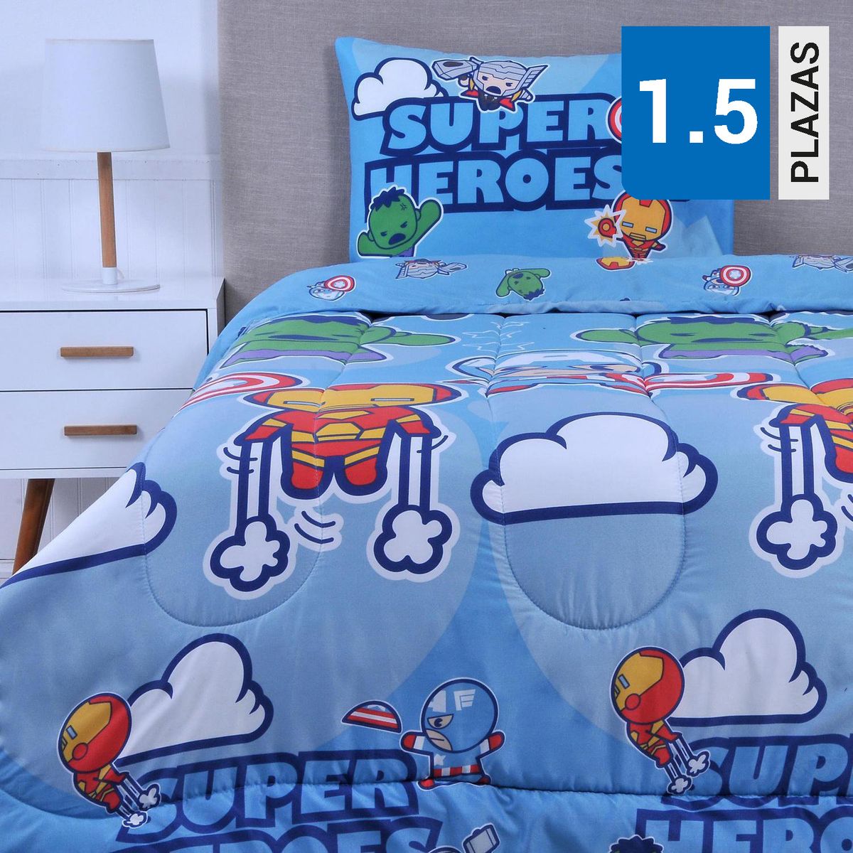 DISNEY - Plumón 1.5 plazas Avengers Kawaii Multicolor