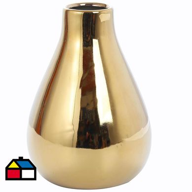 Florero cermica diseo gota color dorado 17cm